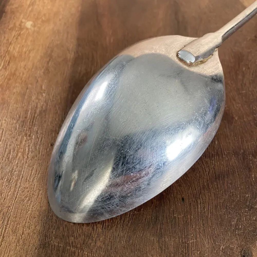Vintage Ekco Serving Spoon Chromium Plated Metal Black Wood Handle USA Made